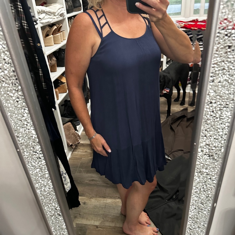 Altr’d state Large strappy crochet back Navy Blue Women's casual L Dress